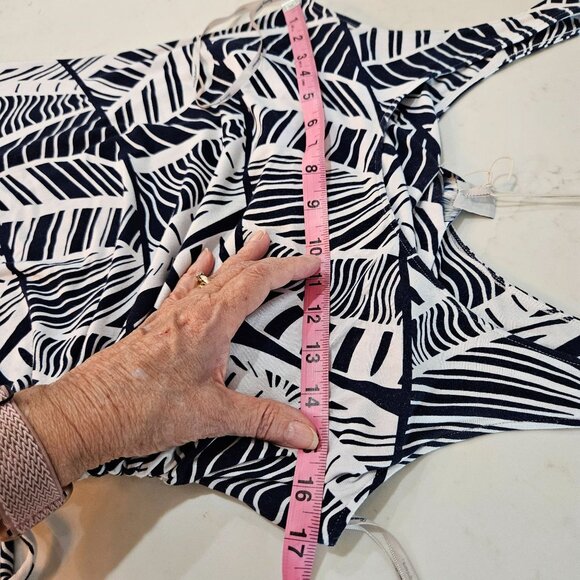 NEW! Tommy Bahama Maxi Dress Medium Navy Tropical Print Ruched Tie, Split - Picture 11 of 12